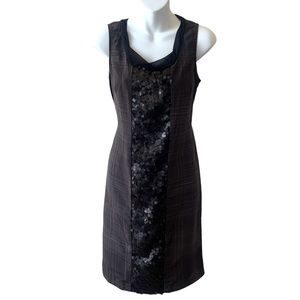VERA WANG Simply Vera Sleeveless Brown Black Plaid Sequins Tank Dress. Size 4